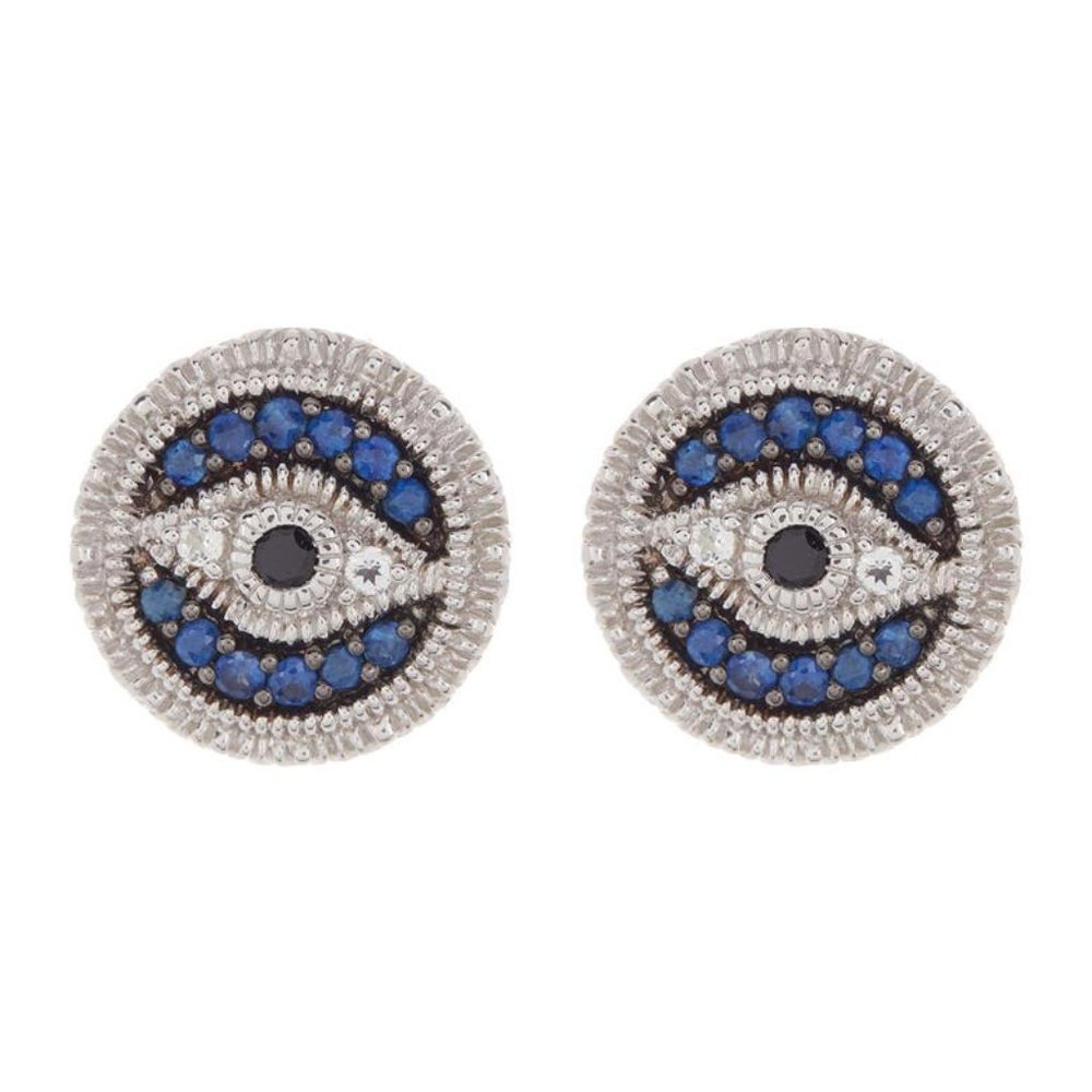 Judith Ripka Evil Eye Earrings in Sterling Silver NEW IN BOX - Picture 2 of 6